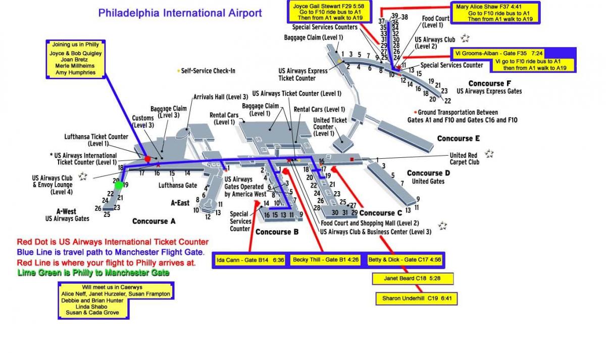 картата летище на Филаделфия