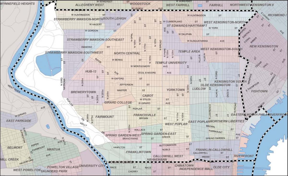 карта на Филаделфия бедленд