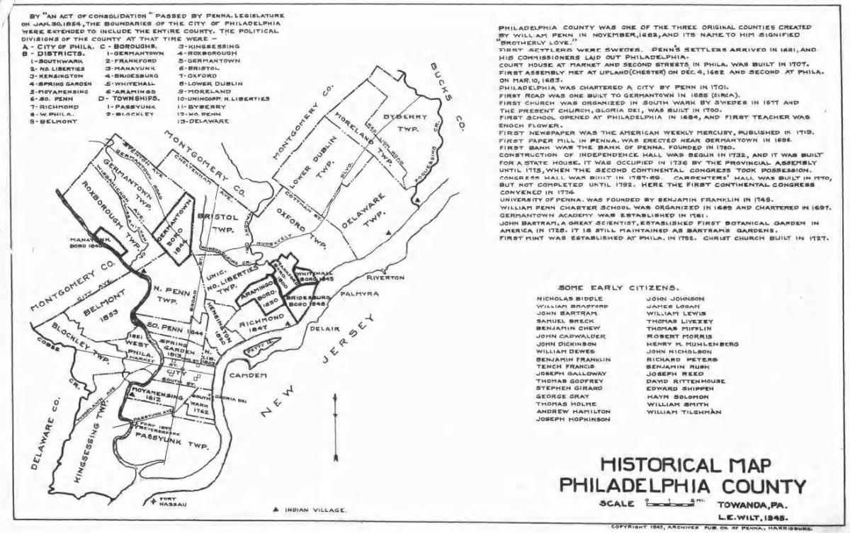 Окръг Филаделфия картата