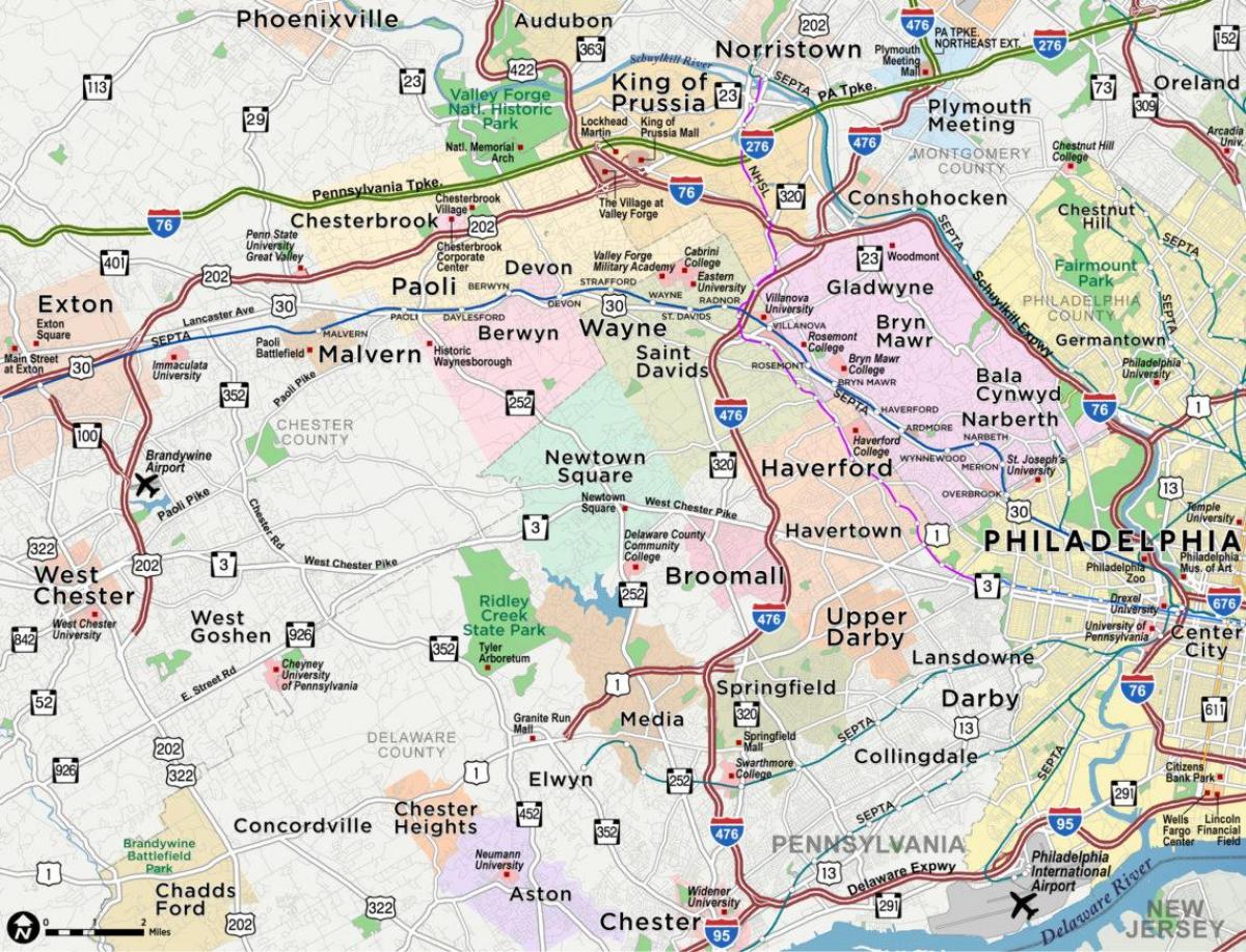карта на главната линия на Филаделфия