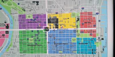 Карта на центъра на града Филаделфия