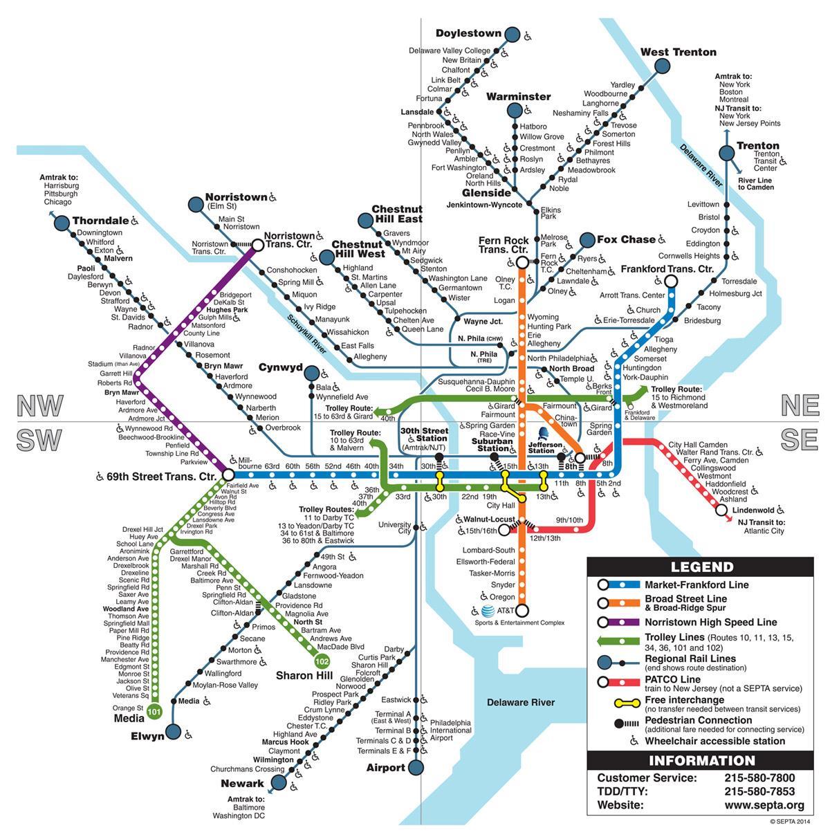 метрото Филаделфия картата