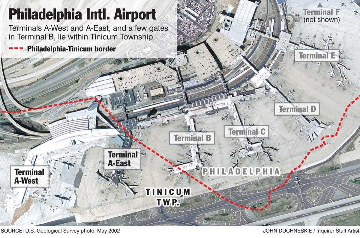 Филаделфия Международното летище на картата