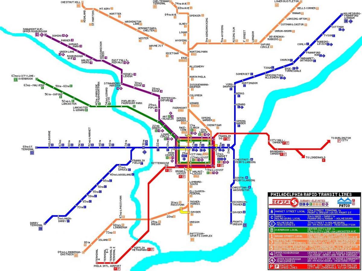 Система Филаделфия обществен транспорт картата
